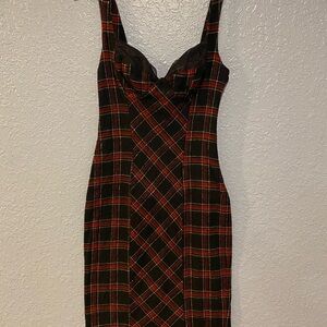 Bebe Red and Black Sheath Midi Dress for Cocktail